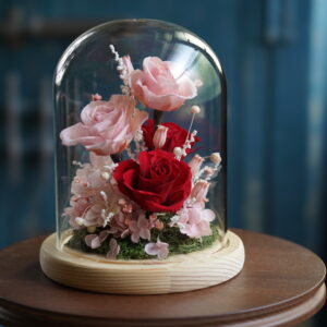 永生花玻璃罩 永生花鐘罩 玻璃罩玫瑰花 玻璃罩乾燥花
