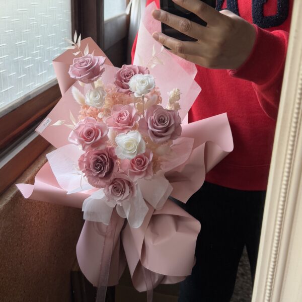 求婚花束 莫蘭迪粉色 求婚實拍 紀錄 (1)