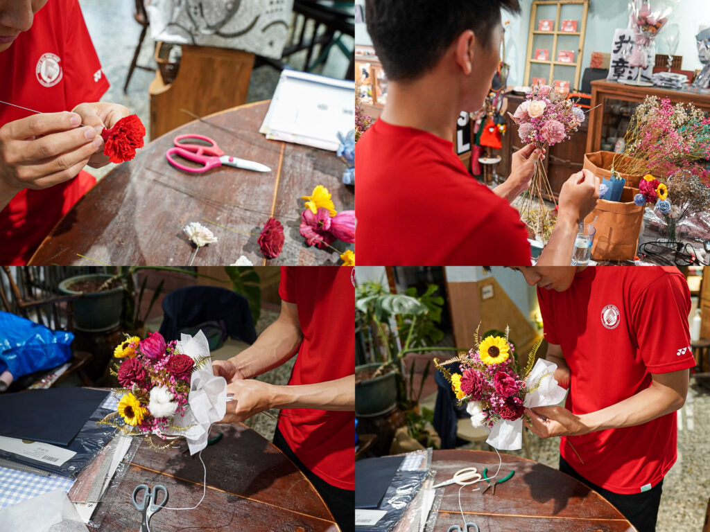 學員花束包裝實作成果照片拼貼